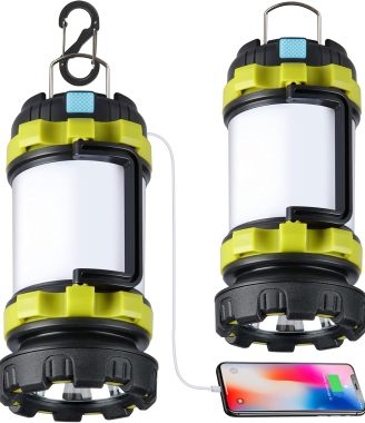 2 Pack Camping Lantern, Outdoor Led Camping Lantern, Rechargeable Flashlights with 1000LM, 6 Modes, 4000mAh Power Bank, IPX5 Waterproof Portable Emergency Camping Light for Hurricane Hiking