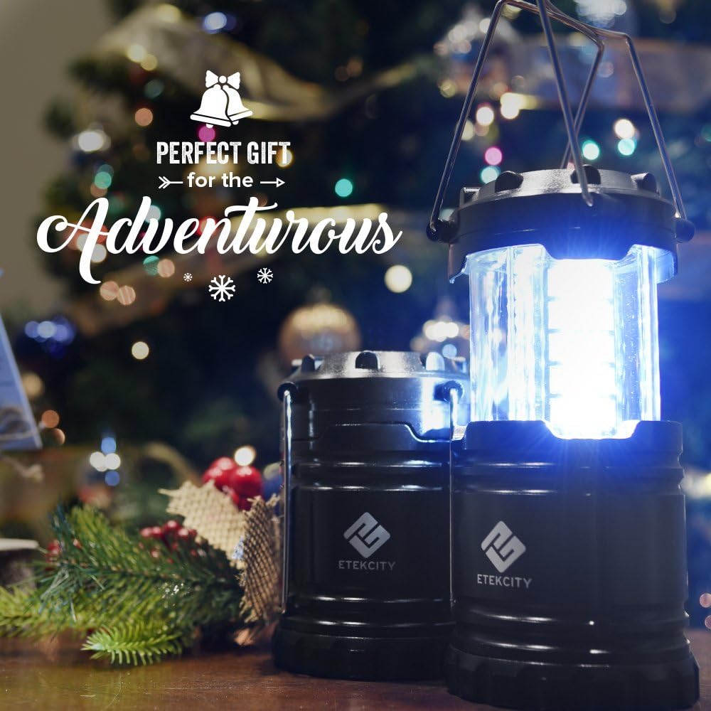 Etekcity Lantern Camping Essentials Lights, Led Flashlight for Power Outages, Tent Lights for Emergency, Survival Gear and Supplies for Hurricane, Battery Operated Lamp, 2 Pack, Black - Image 8