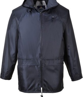 Portwest US440 Classic Waterproof Rain Jacket wth Pack Away Hood & Sealed Seams, Navy, Medium