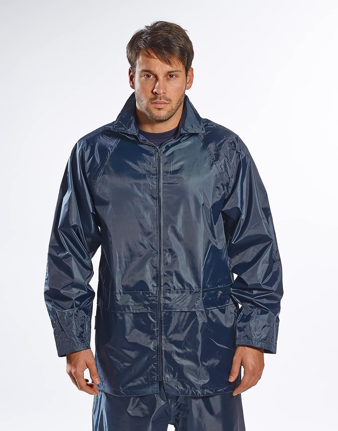 Portwest US440 Classic Waterproof Rain Jacket wth Pack Away Hood & Sealed Seams, Navy, Medium - Image 5