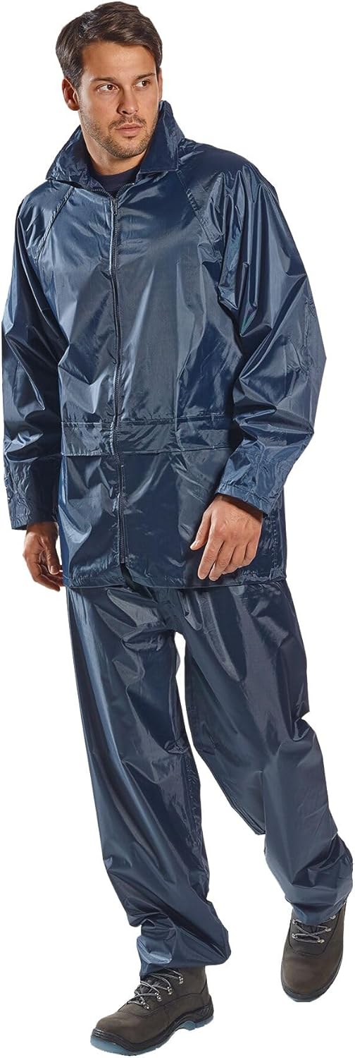 Portwest US440 Classic Waterproof Rain Jacket wth Pack Away Hood & Sealed Seams, Navy, Medium - Image 7